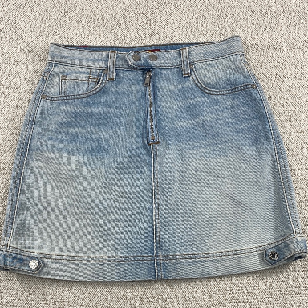 7 For All Mankind Light Blue Mini Skirt 25 light wash sexy